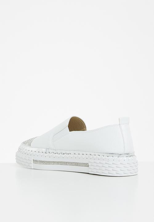 Footwork - Kerry diamante slip-on - white