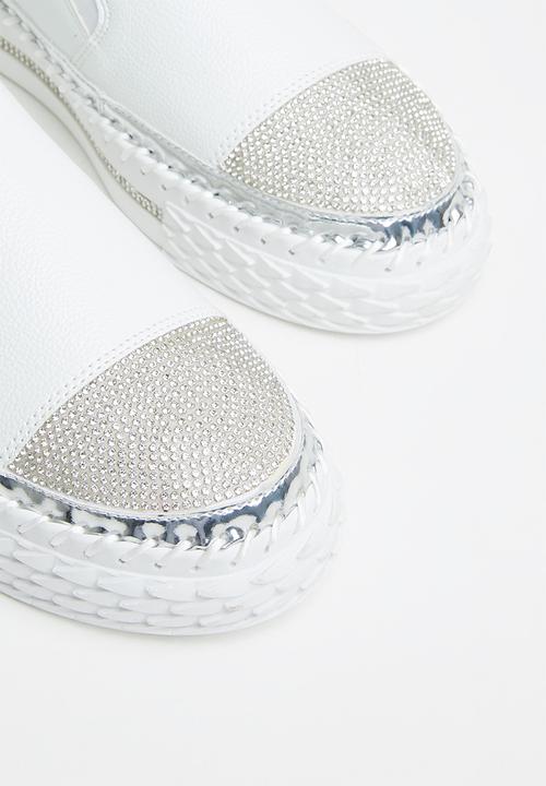 Footwork - Kerry diamante slip-on - white