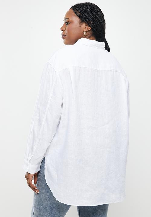 Me&B - Plus longer length long sleeve shirt - white