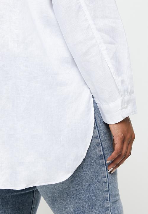 Me&B - Plus longer length long sleeve shirt - white