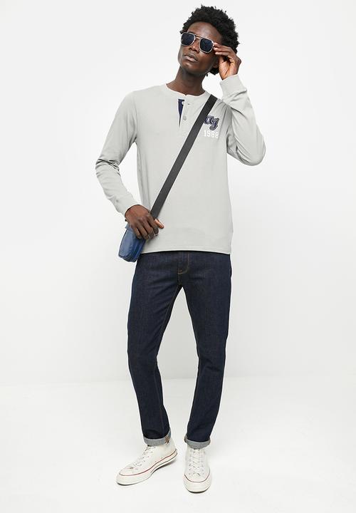 Aca Joe - Aca joe long sleeve tee - henley - grey