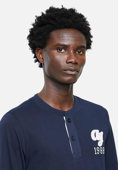 Aca Joe - Aca joe long sleeve tee - henley - navy