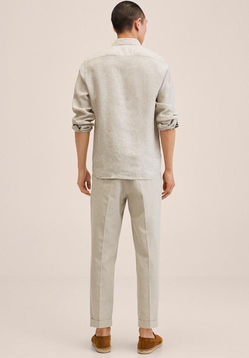 MANGO - Avispa linen shirt  - beige