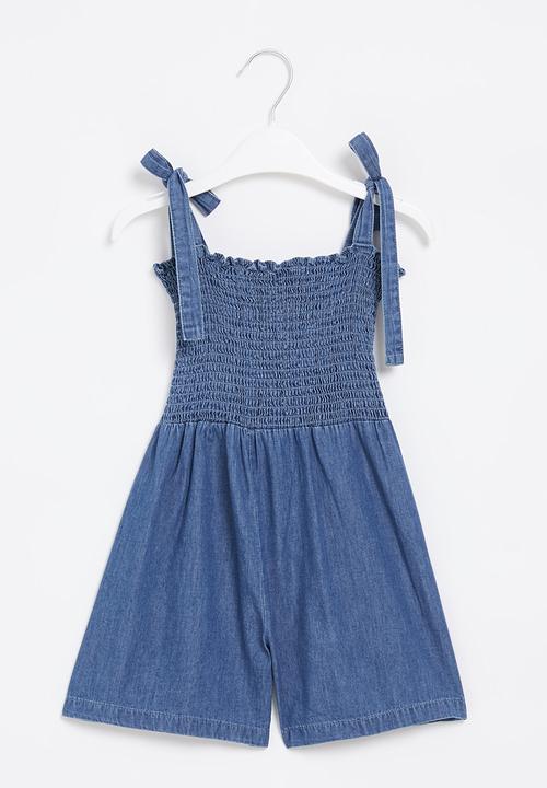 Pop Candy - Girls denim playsuit - blue
