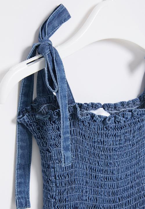 Pop Candy - Girls denim playsuit - blue
