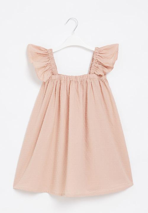 Pop Candy - Girls flutter sleeve dress - peach