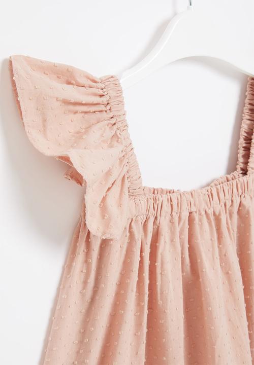 Pop Candy - Girls flutter sleeve dress - peach