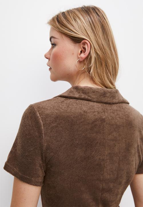 Blake - Toweling bodycon dress - chocolate