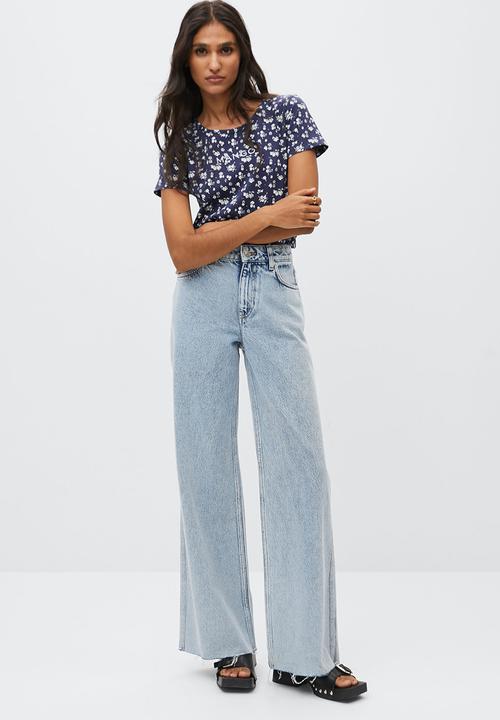 MANGO - T-shirtmangofi-h - light blue