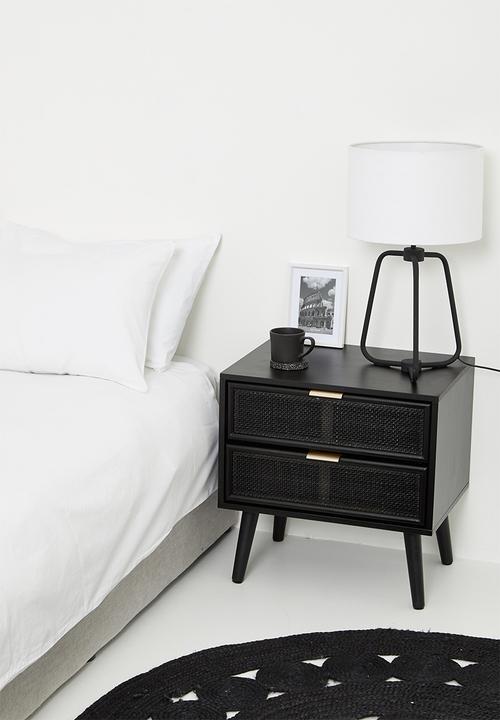 Sixth Floor - Rattan 2 drawer bedside table - black