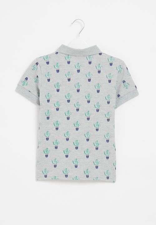 Pop Candy - Boys printed golfer - grey