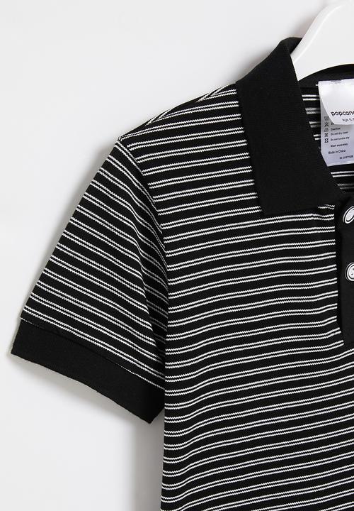 Pop Candy - Boys stripe golfer - black