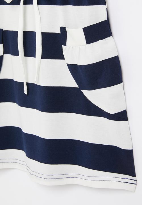 Rebel Republic - Girls stripe dress - navy & white 