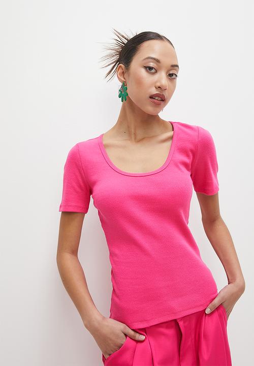 Superbalist - Single basic rib T-shirt - pink