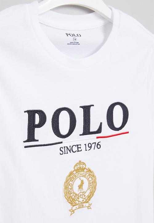 POLO - Boys crested short sleeve tee - white