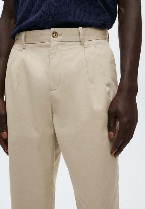 MANGO - Mineralp pleated pants - beige