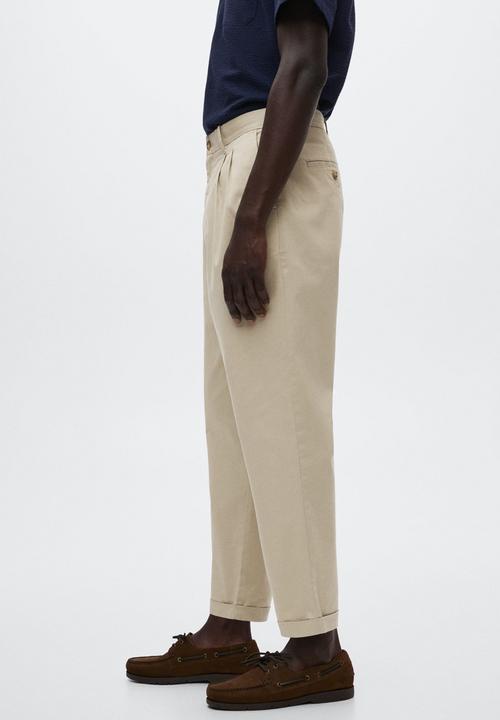 MANGO - Mineralp pleated pants - beige