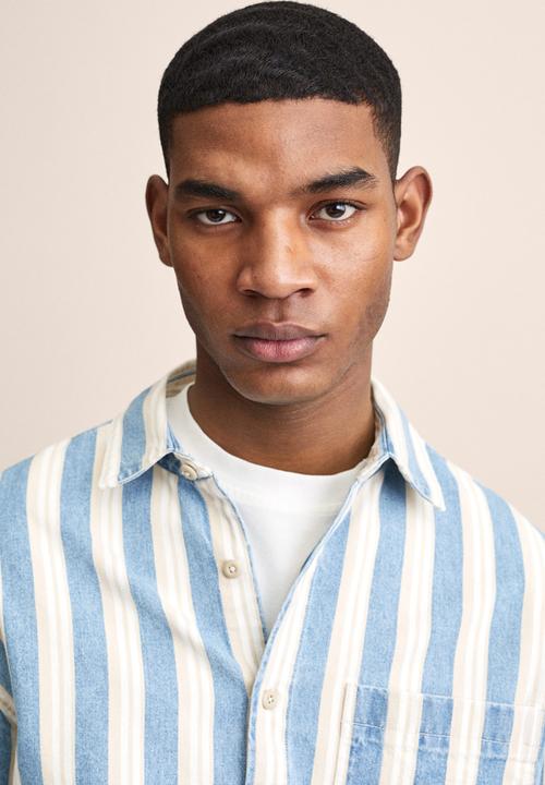 MANGO - Raya long sleeve striped shirt - beige