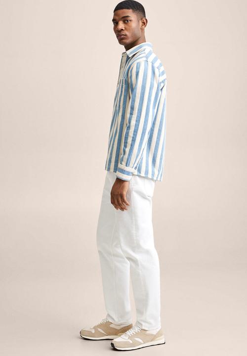MANGO - Raya long sleeve striped shirt - beige