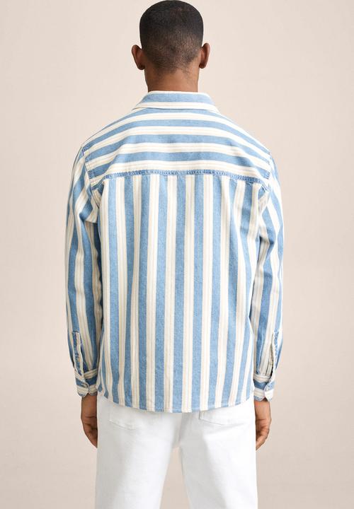 MANGO - Raya long sleeve striped shirt - beige