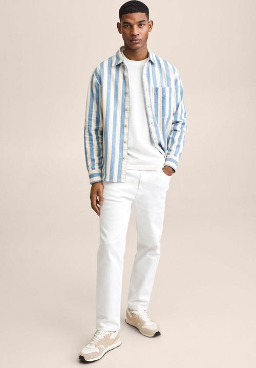 MANGO - Raya long sleeve striped shirt - beige