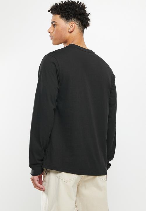 Converse - Standard fit left chest star chev emb long sleeve tee - converse black
