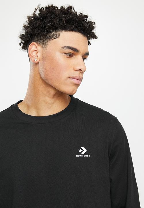 Converse - Standard fit left chest star chev emb long sleeve tee - converse black
