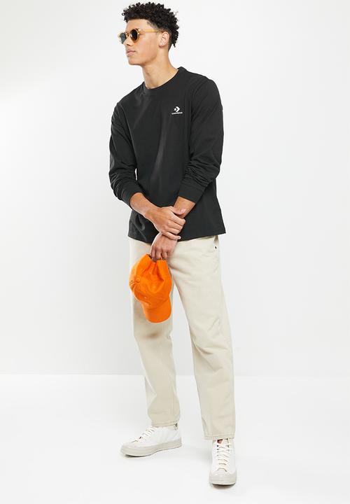 Converse - Standard fit left chest star chev emb long sleeve tee - converse black