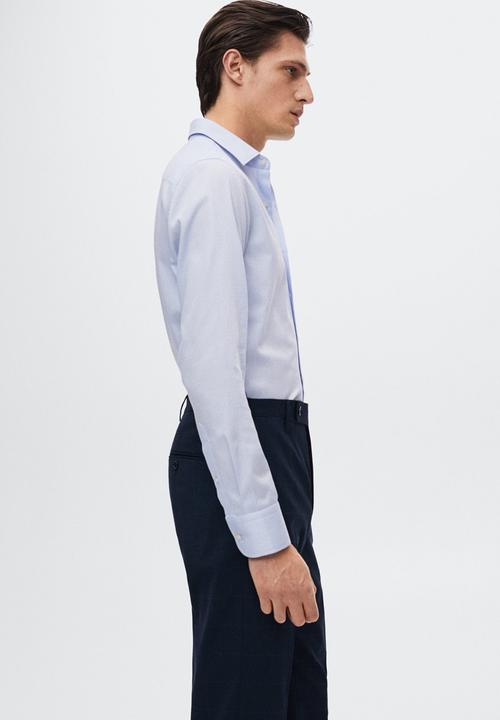 MANGO - Capri micro print formal shirt - blue