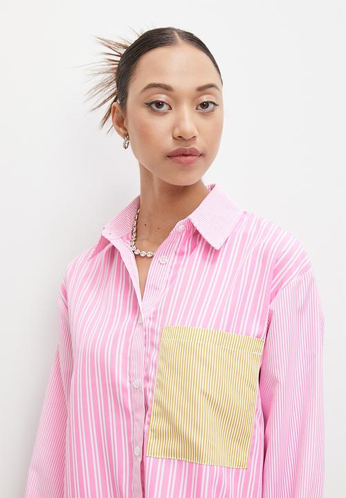Superbalist - Striped blocked shirt - pink 