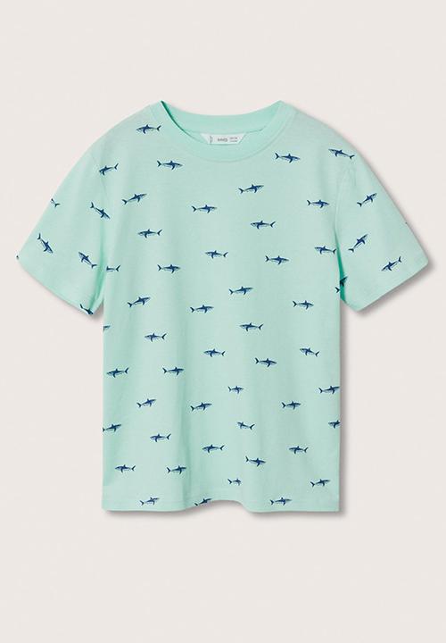 MANGO - T-shirt stamp - turquoise