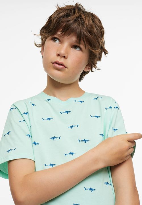MANGO - T-shirt stamp - turquoise