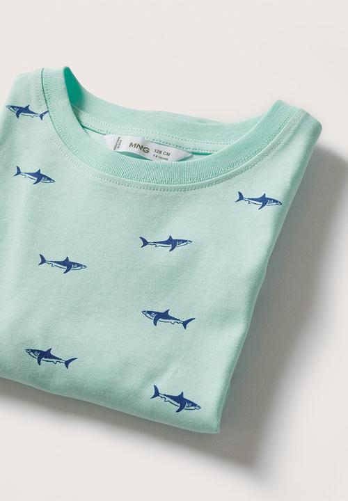 MANGO - T-shirt stamp - turquoise