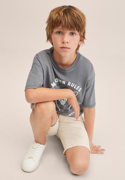 MANGO - T-shirt damero - charcoal