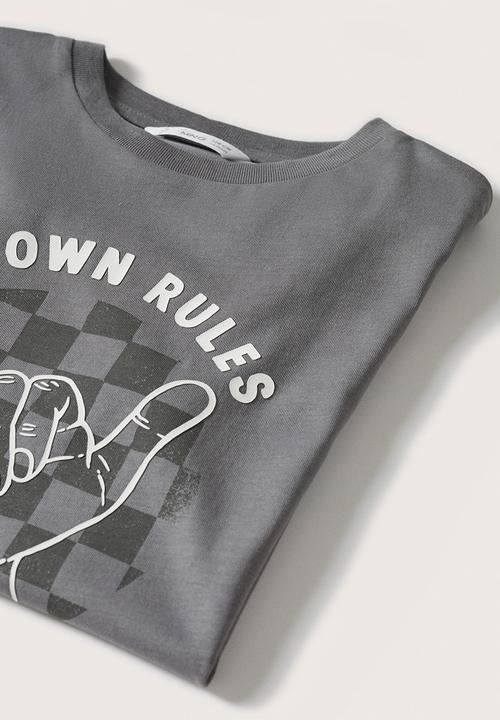MANGO - T-shirt damero - charcoal