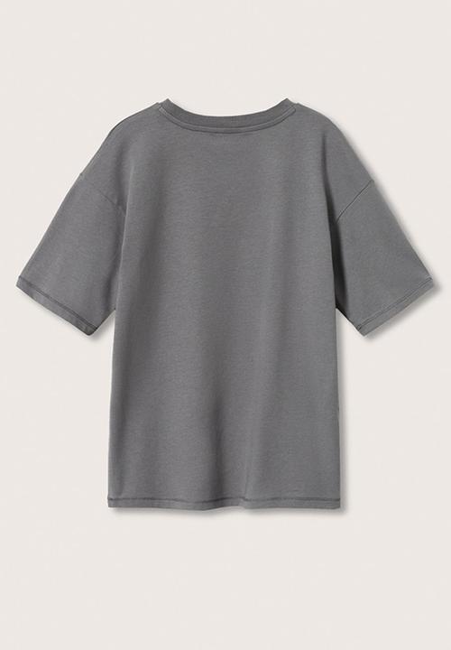 MANGO - T-shirt damero - charcoal