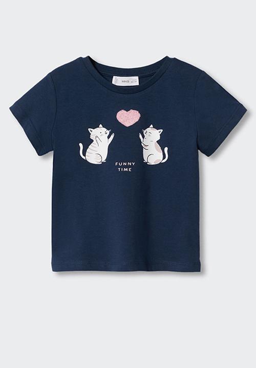 MANGO - T-shirt animals - navy