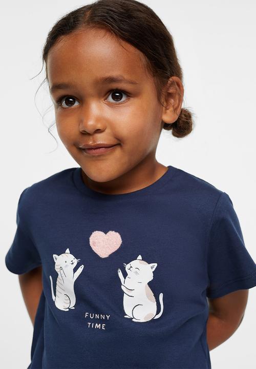 MANGO - T-shirt animals - navy