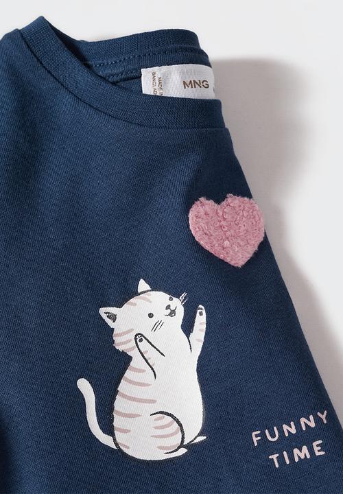 MANGO - T-shirt animals - navy