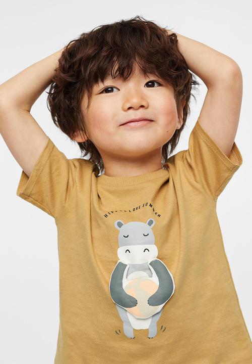 MANGO - T-shirt padded - dark yellow