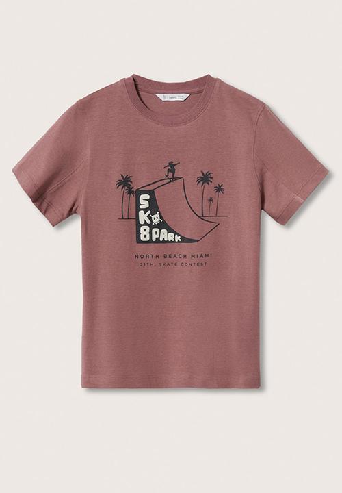 MANGO - T-shirt skate - dark red