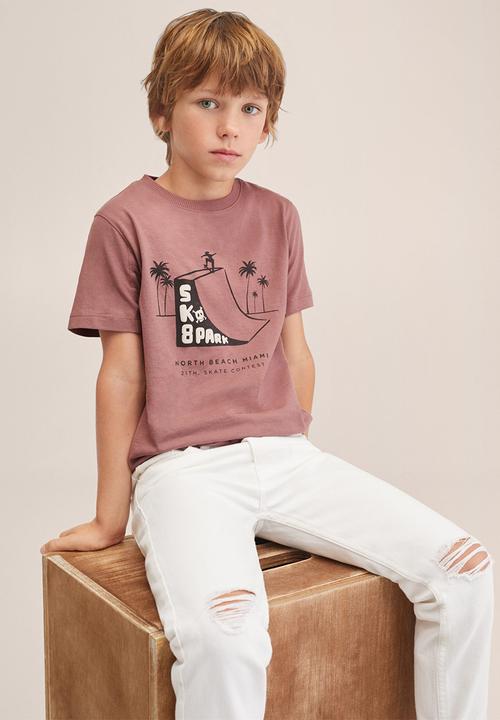 MANGO - T-shirt skate - dark red