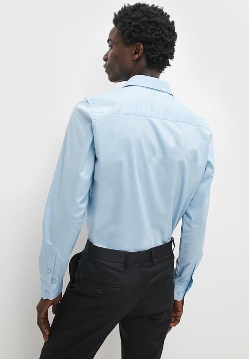 Superbalist - Slim fit cotton stretch poplin shirt - sky blue