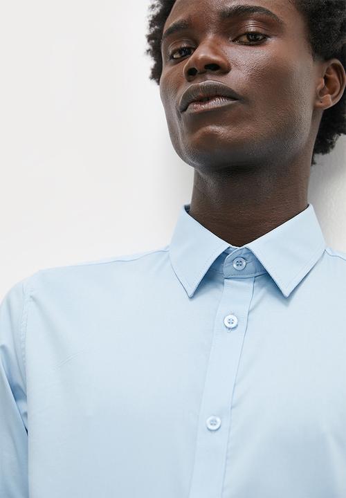 Superbalist - Slim fit cotton stretch poplin shirt - sky blue