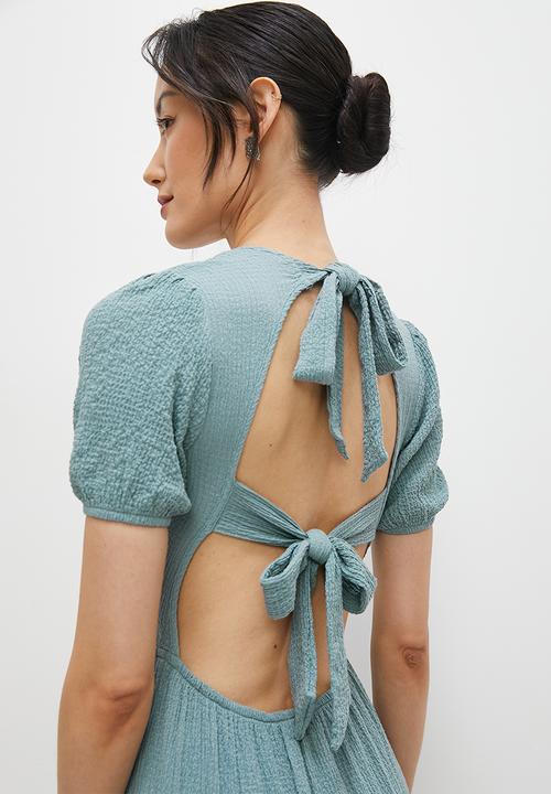 MILLA - Tiered open back midi dress - duck egg