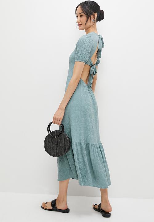 MILLA - Tiered open back midi dress - duck egg