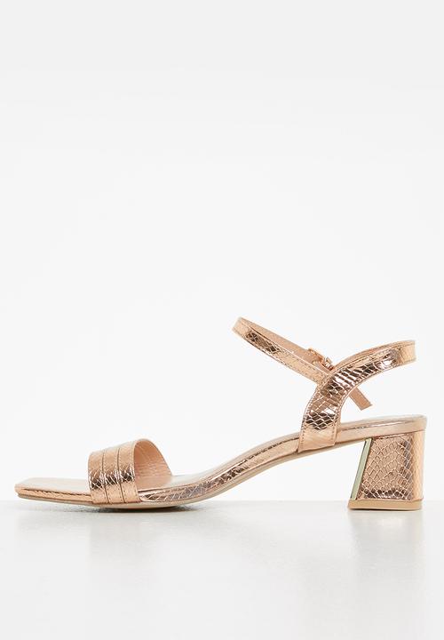 edit - Maya ankle strap block heel - rose gold