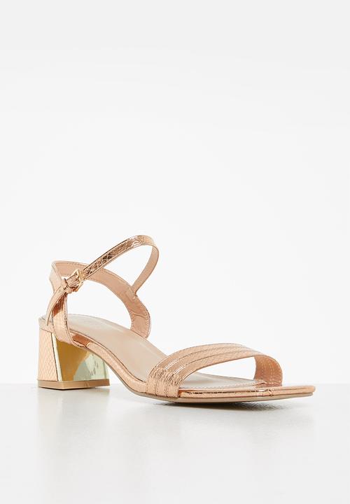 edit - Maya ankle strap block heel - rose gold