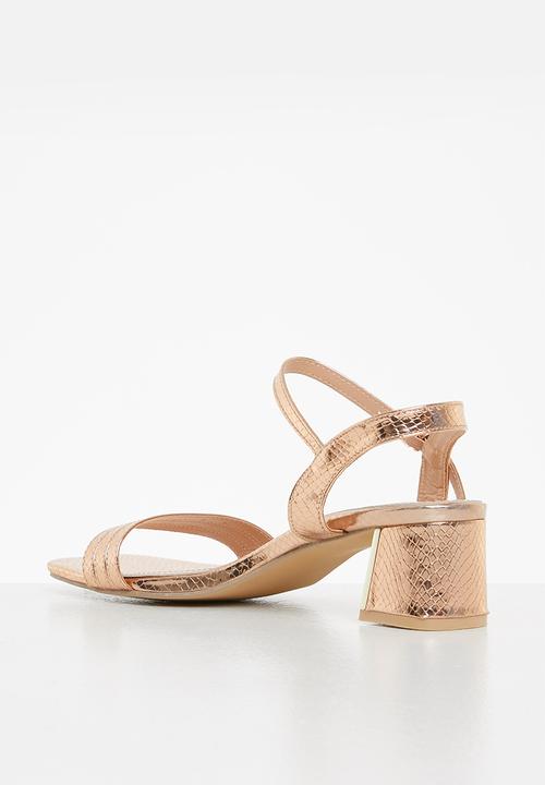 edit - Maya ankle strap block heel - rose gold