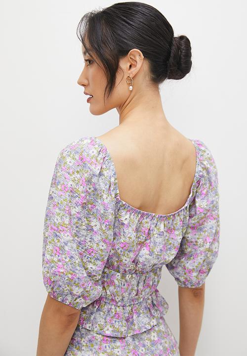 MILLA - Co-ord tie front top - lilac floral
